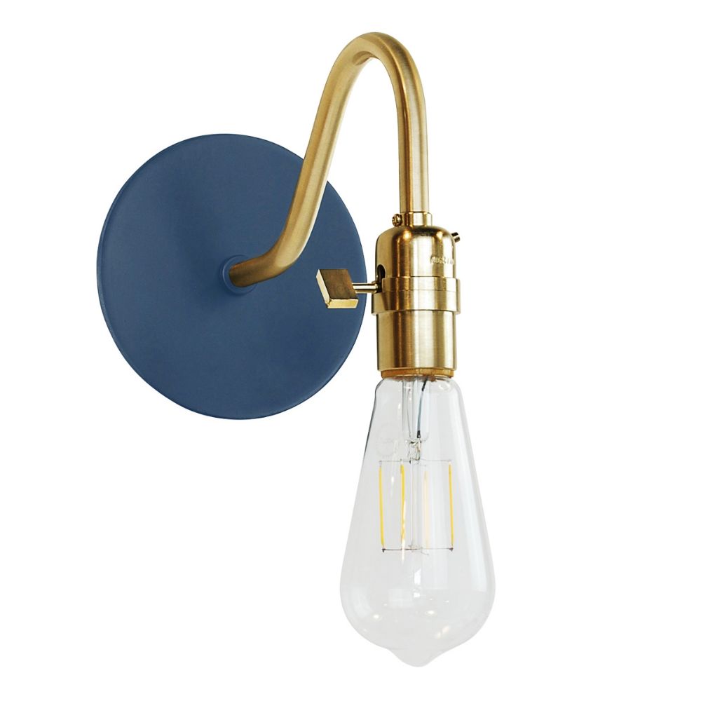 Montclair Lightworks SCL400-50-91 Uno 2" wall sconce, Navy with Brushed Brass hardware